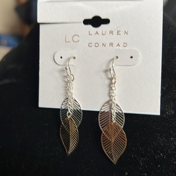 Fashion Earrings, Hook Back, Leaf, Silver-tone & Gold-tone - Picture 4 of 4